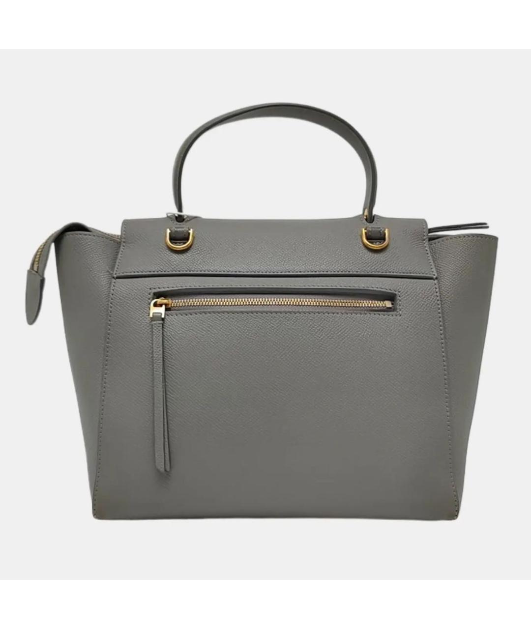 CELINE Антрацитовая кожаная сумка с короткими ручками, фото 4