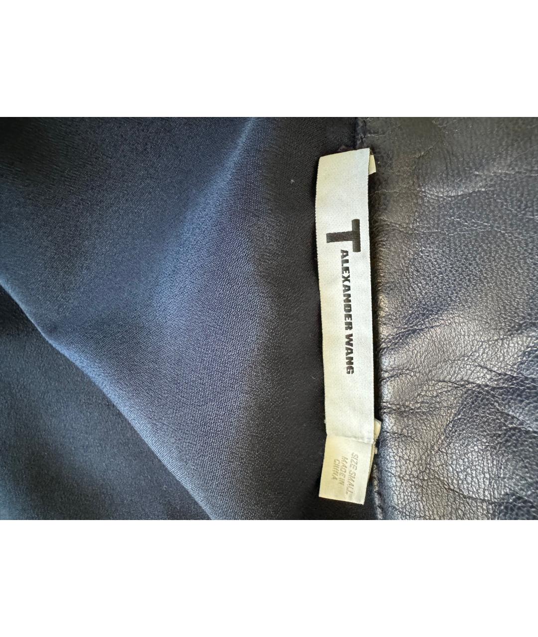 T BY ALEXANDER WANG Синяя кожаная юбка мини, фото 4