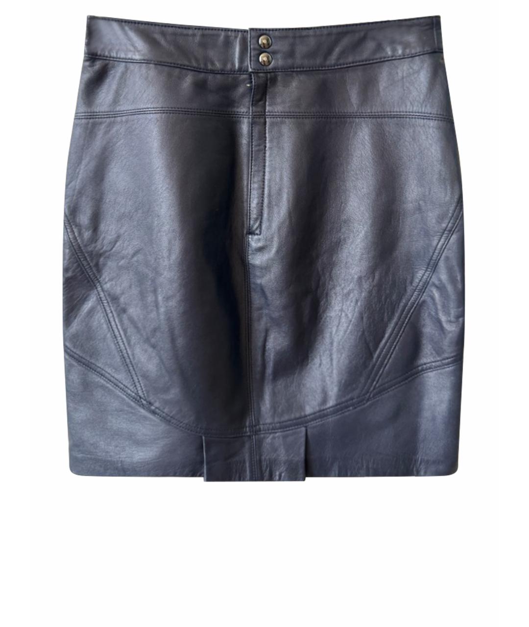 T BY ALEXANDER WANG Синяя кожаная юбка мини, фото 1