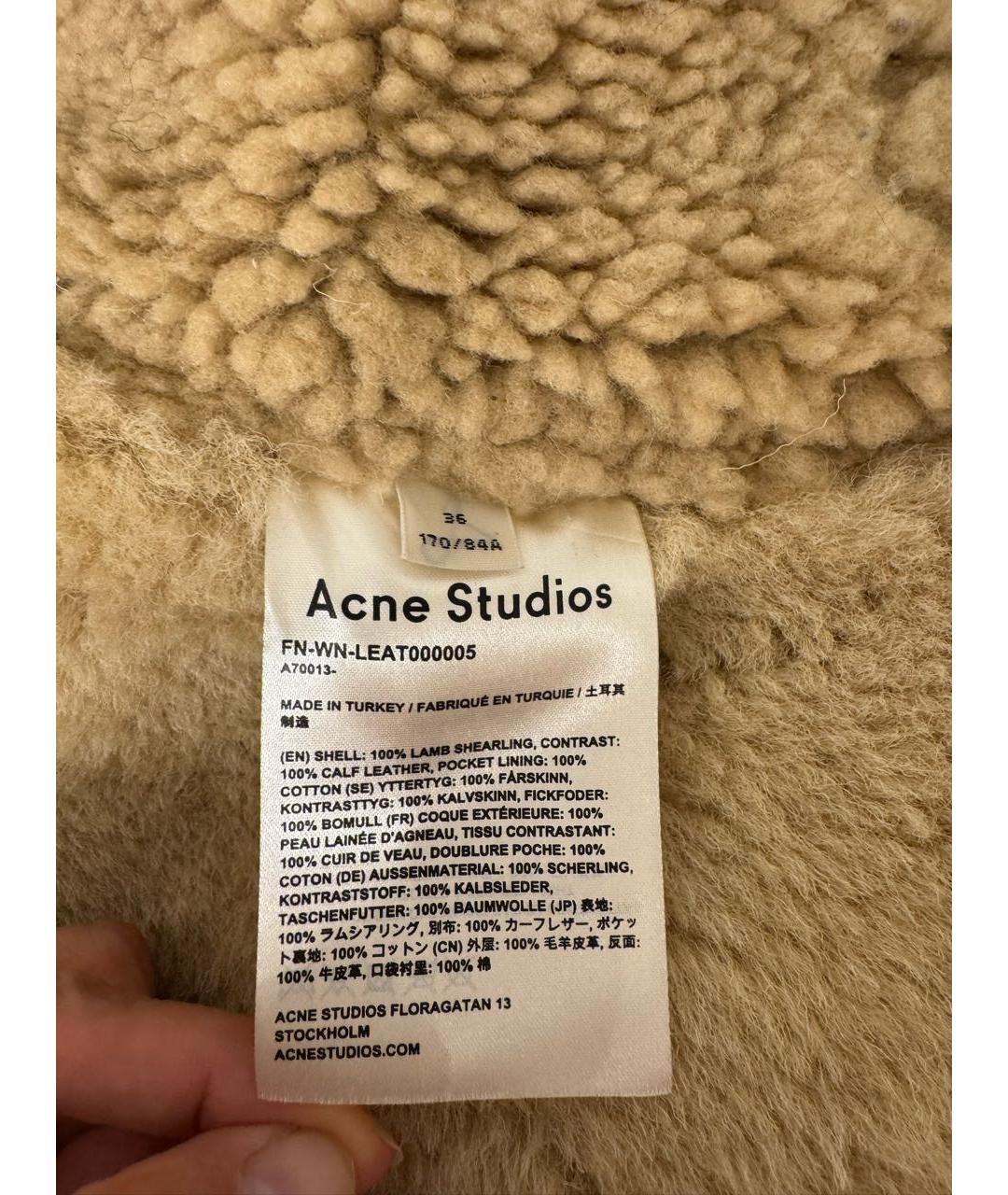 ACNE STUDIOS Коричневая кожаная дубленка, фото 4