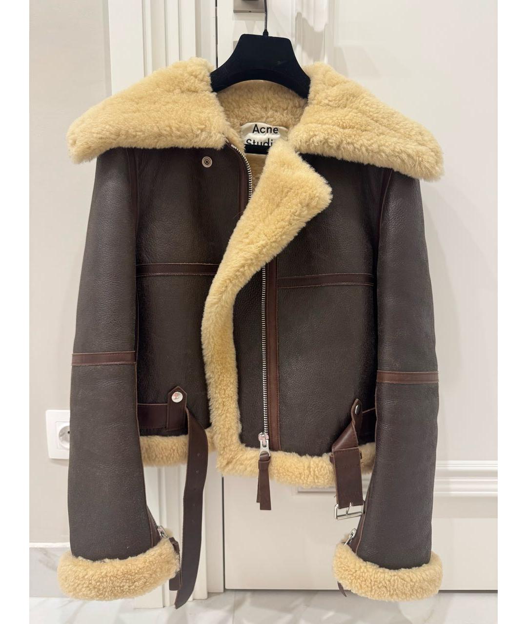 ACNE STUDIOS Коричневая кожаная дубленка, фото 7