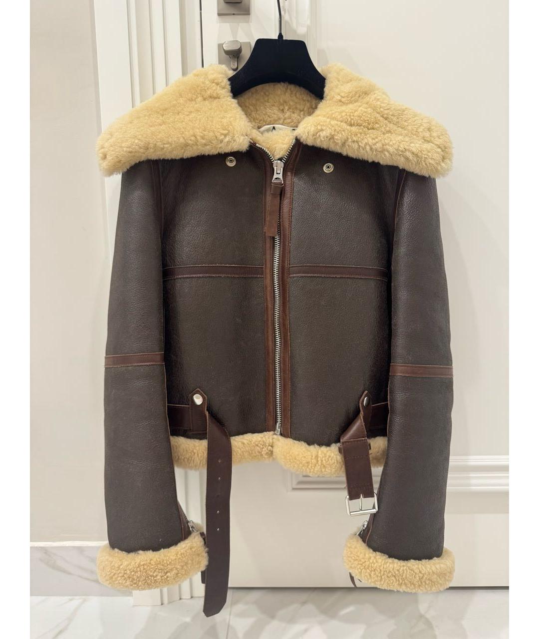 ACNE STUDIOS Коричневая кожаная дубленка, фото 6