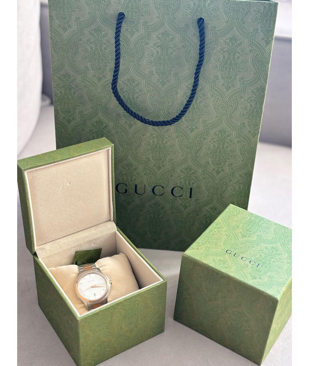 GUCCI Серебряные металлические часы, фото 3