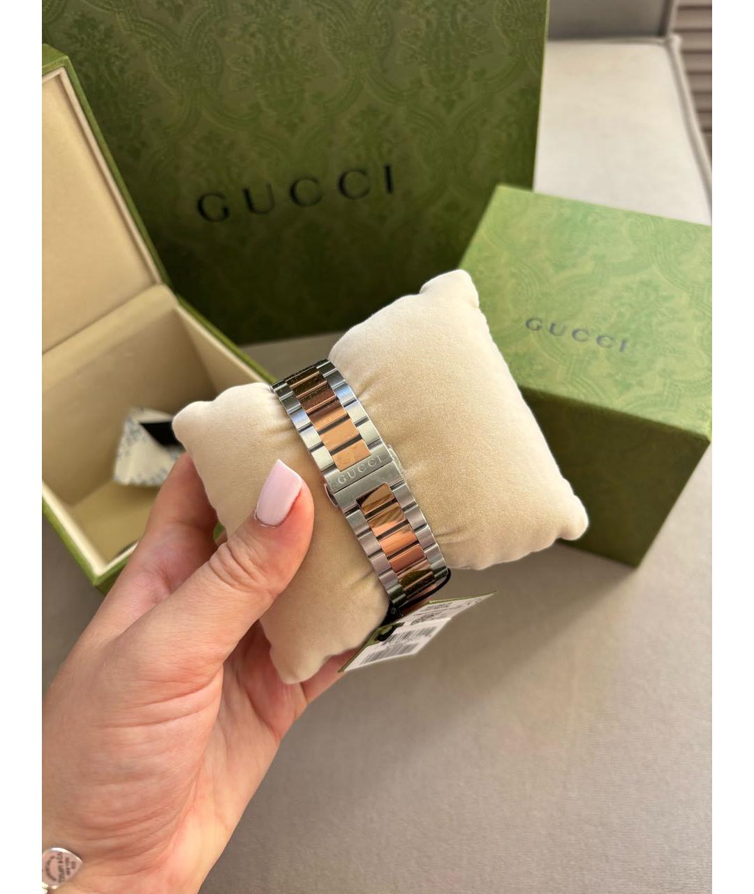 GUCCI Серебряные металлические часы, фото 6