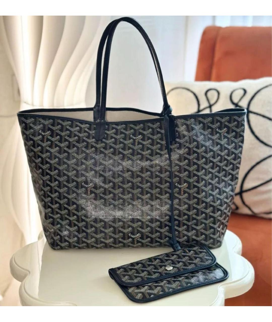 GOYARD Черная кожаная сумка тоут, фото 2