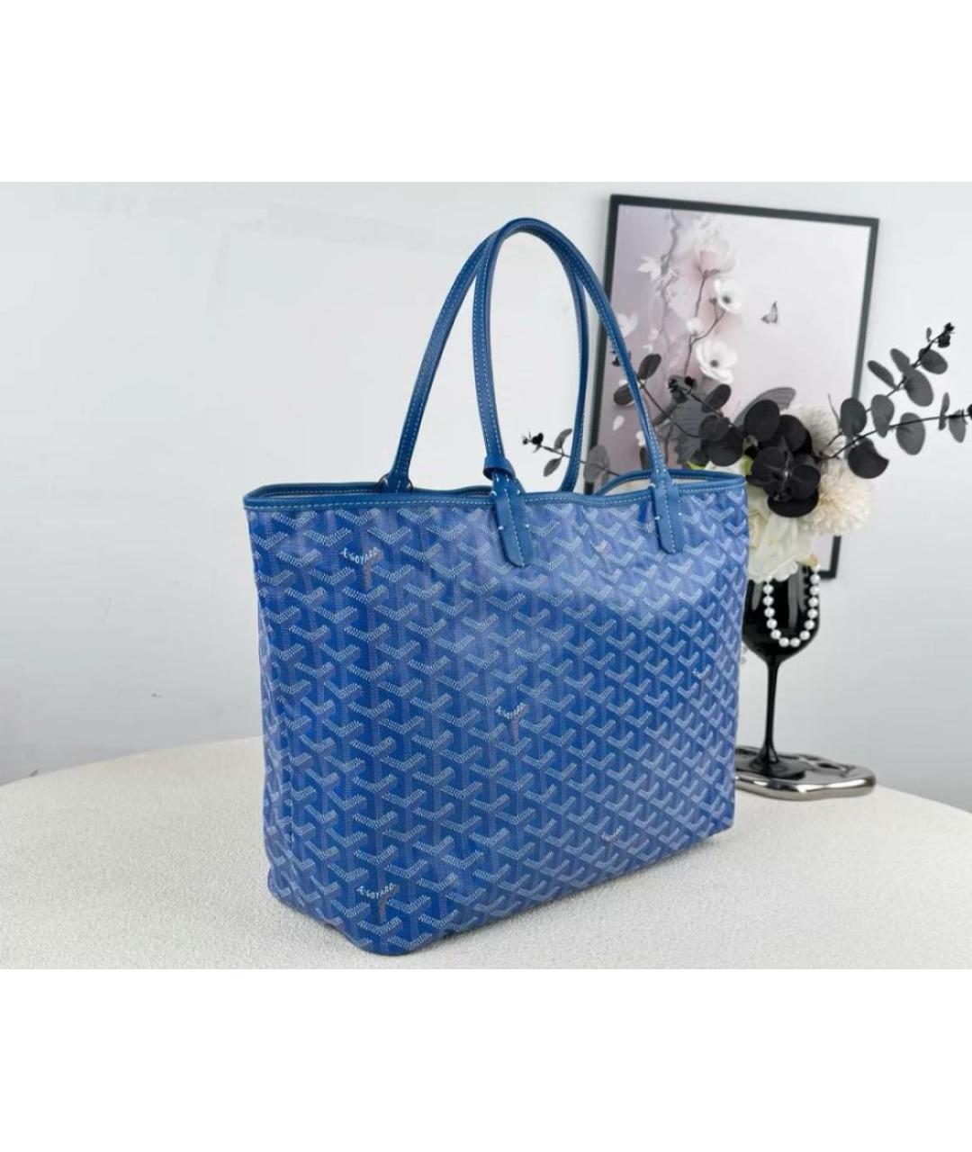 GOYARD Голубая кожаная сумка тоут, фото 4