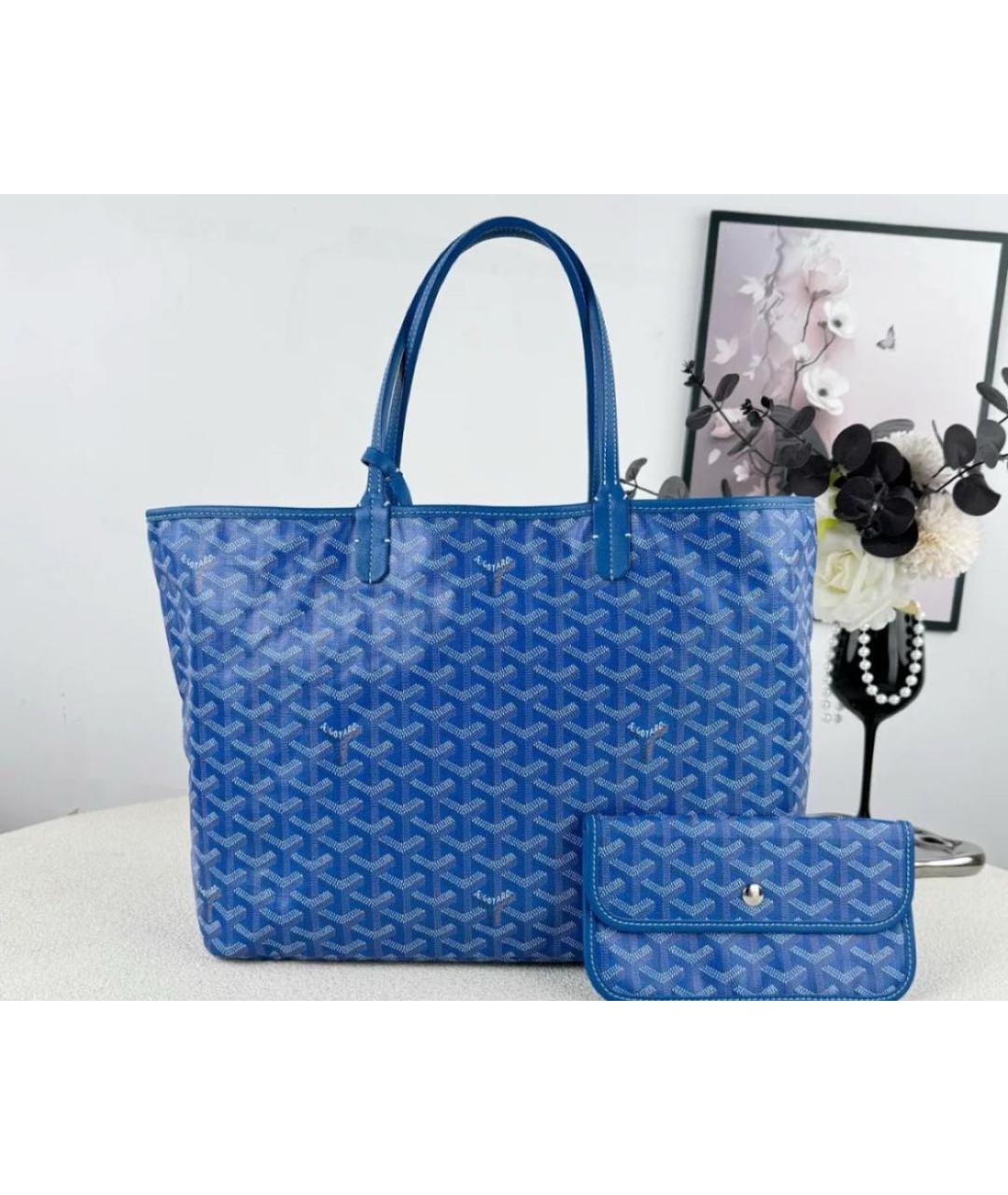 GOYARD Голубая кожаная сумка тоут, фото 2