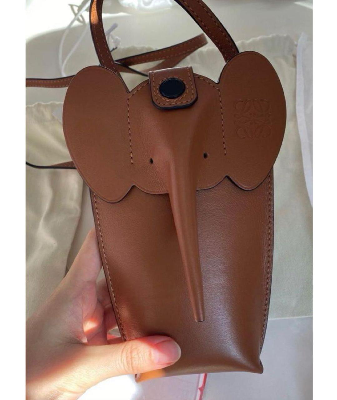 LOEWE Коричневая кожаная сумка через плечо, фото 2