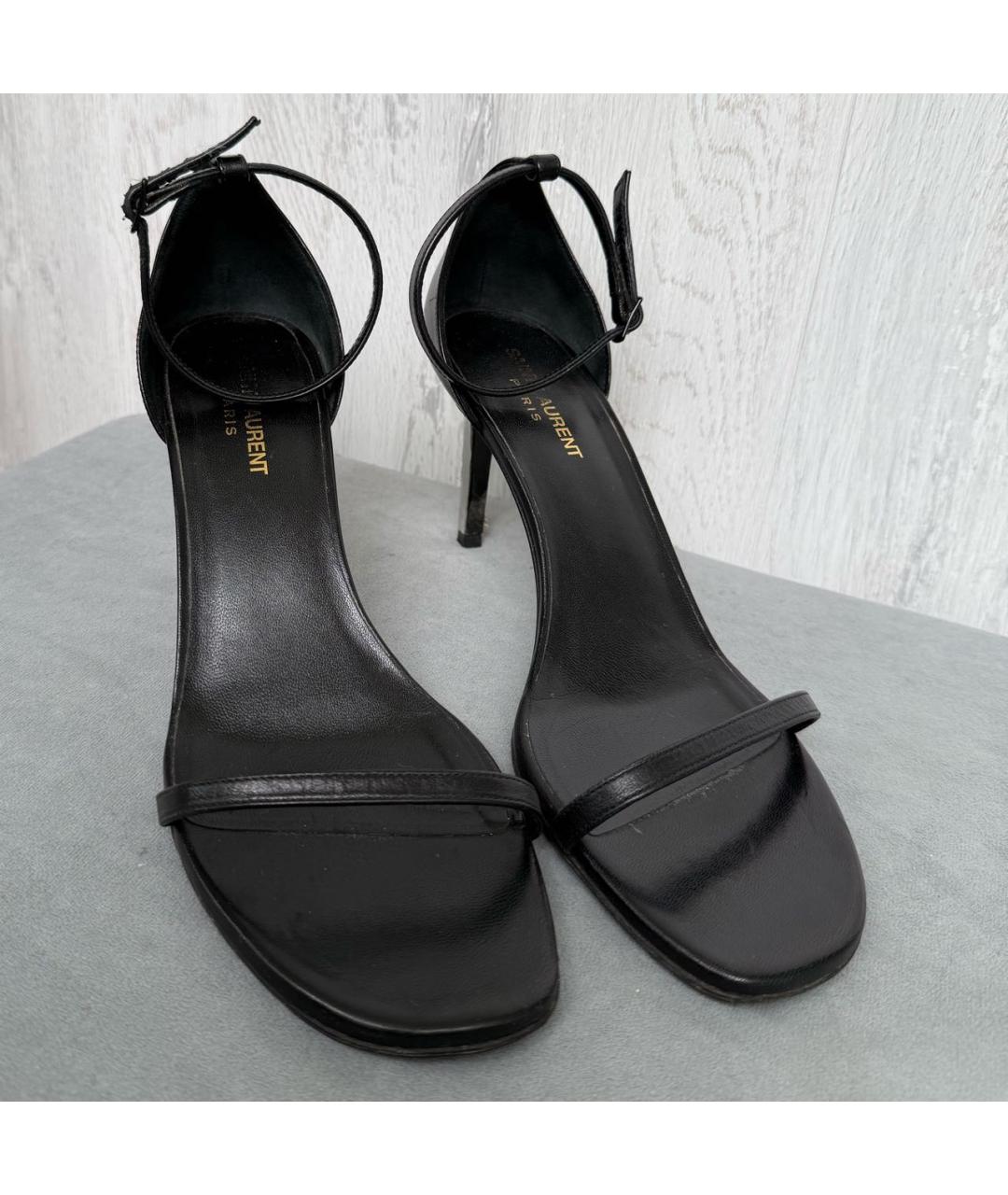SAINT LAURENT Черные кожаные босоножки, фото 3