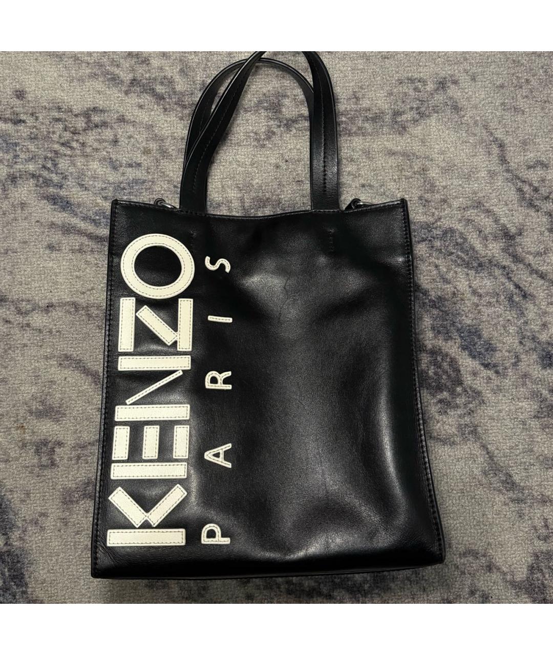 KENZO Черная кожаная сумка с короткими ручками, фото 8