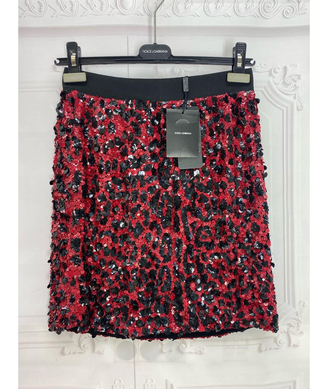 DOLCE&GABBANA Красная шелковая юбка мини, фото 8