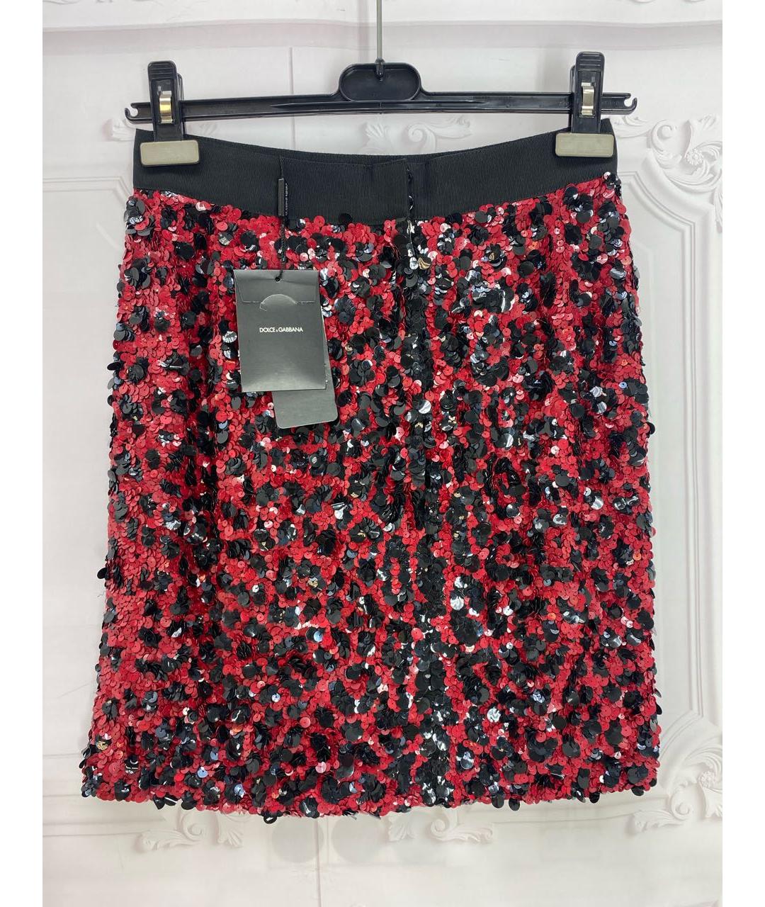 DOLCE&GABBANA Красная шелковая юбка мини, фото 9