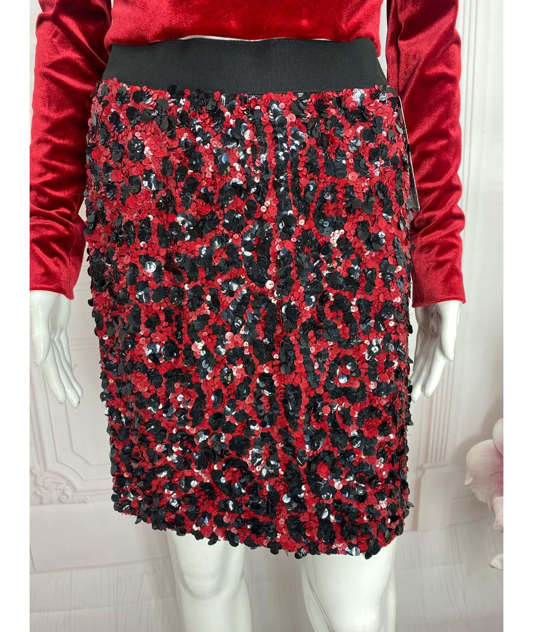 DOLCE&GABBANA Красная шелковая юбка мини, фото 2