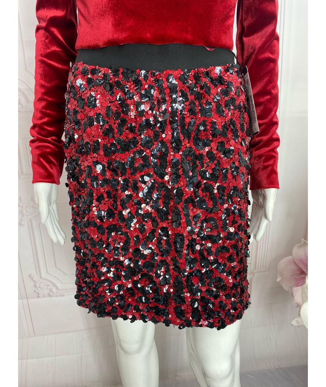 DOLCE&GABBANA Красная шелковая юбка мини, фото 6