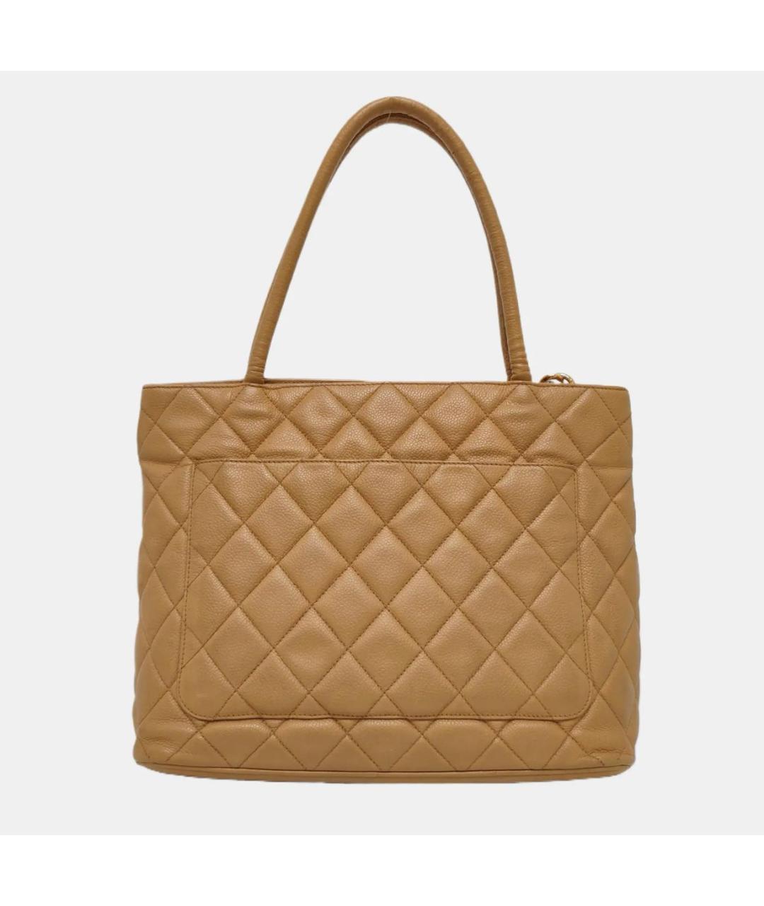 LOUIS VUITTON Бежевая кожаная сумка тоут, фото 4