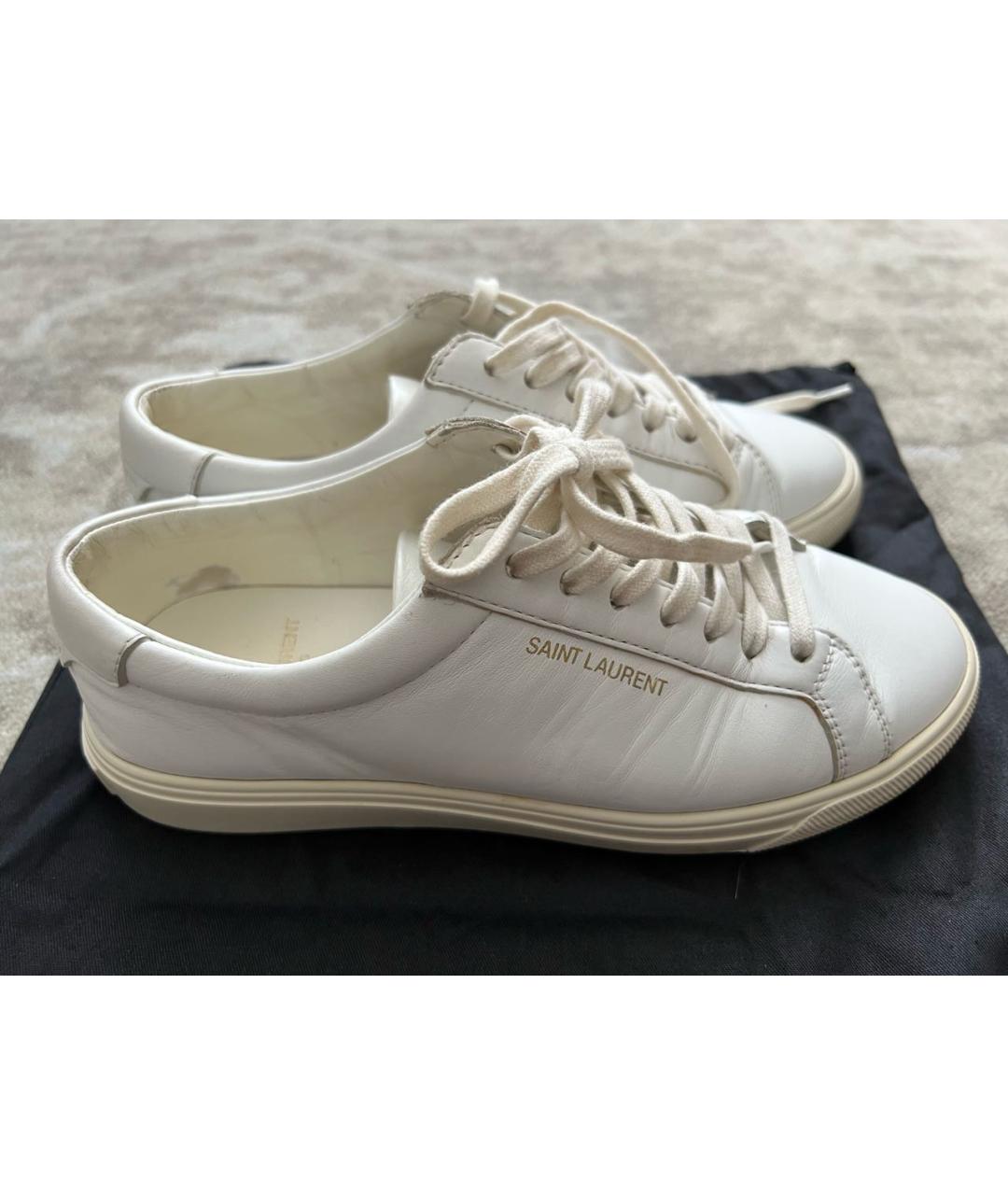 SAINT LAURENT Белые кожаные кеды, фото 9
