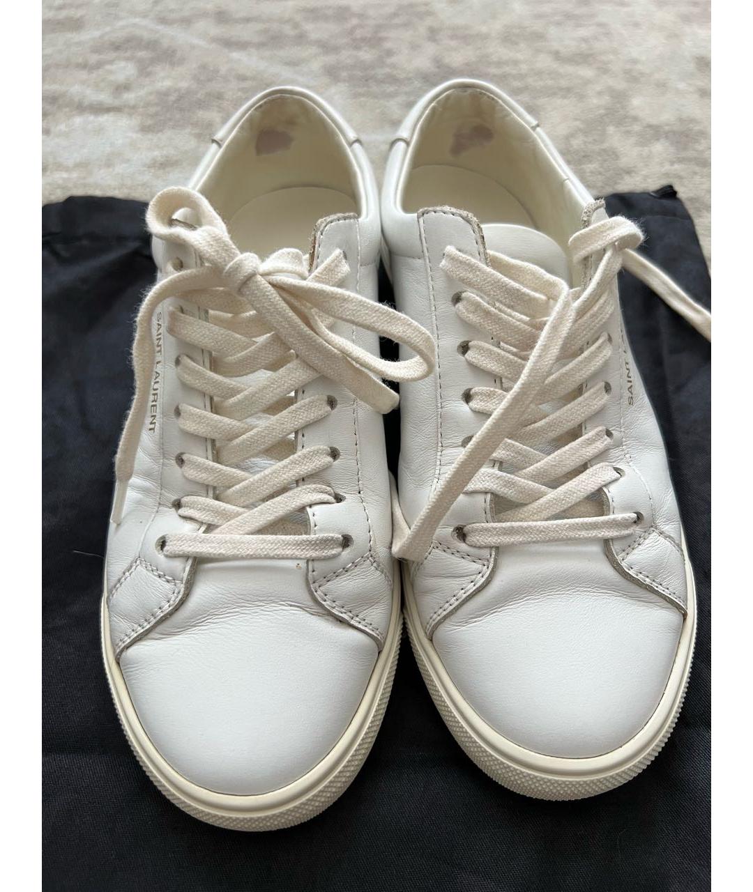 SAINT LAURENT Белые кожаные кеды, фото 2