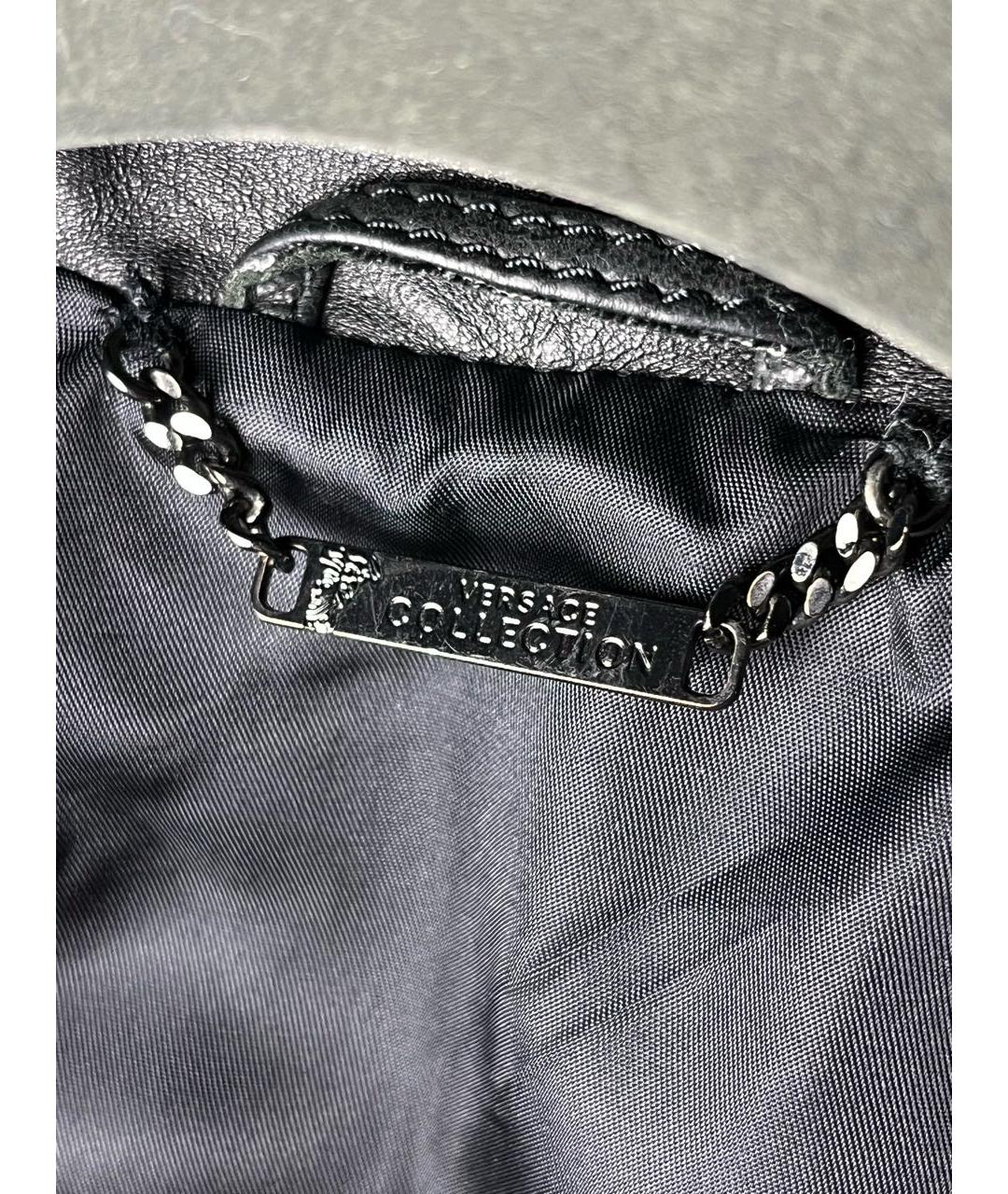 VERSACE COLLECTION Черная кожаная куртка, фото 4