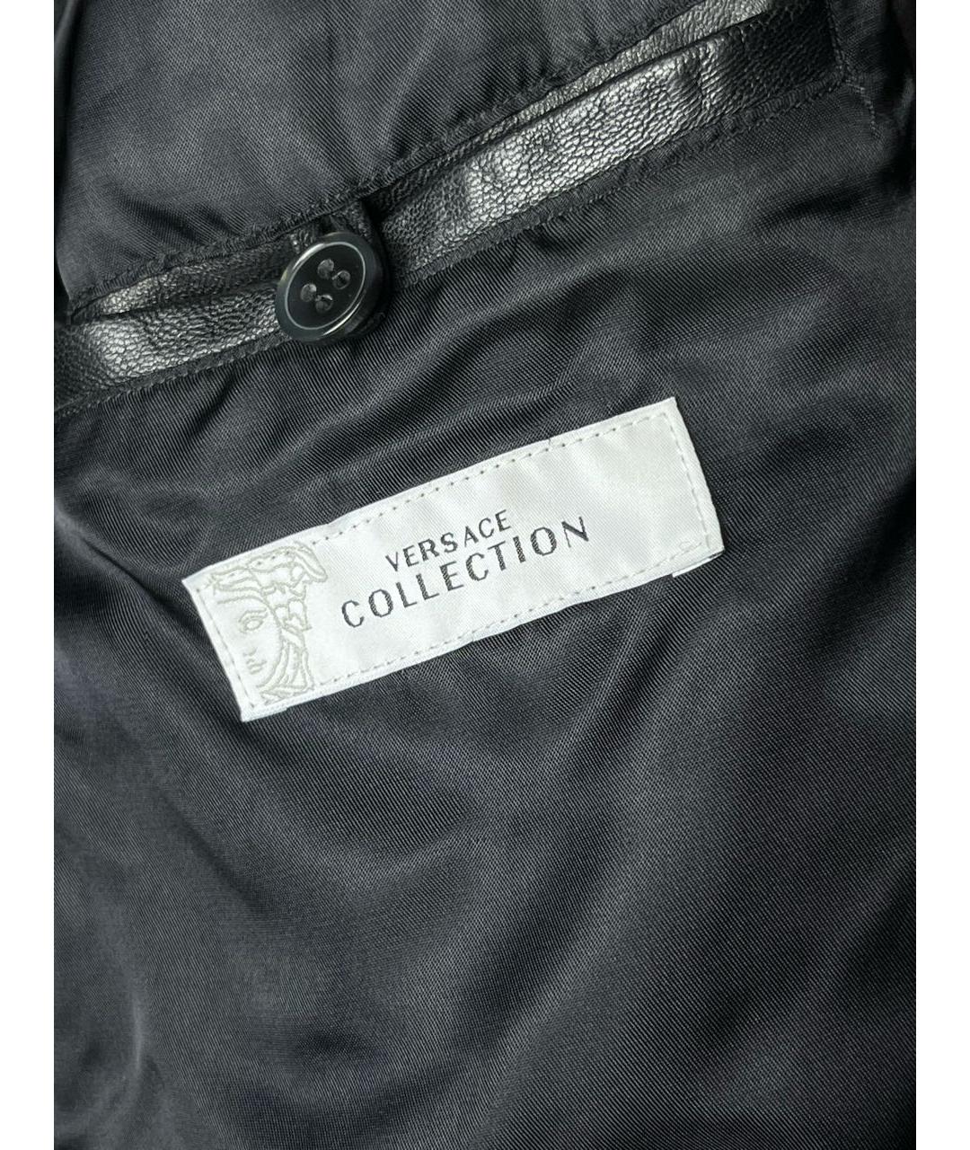 VERSACE COLLECTION Черная кожаная куртка, фото 5
