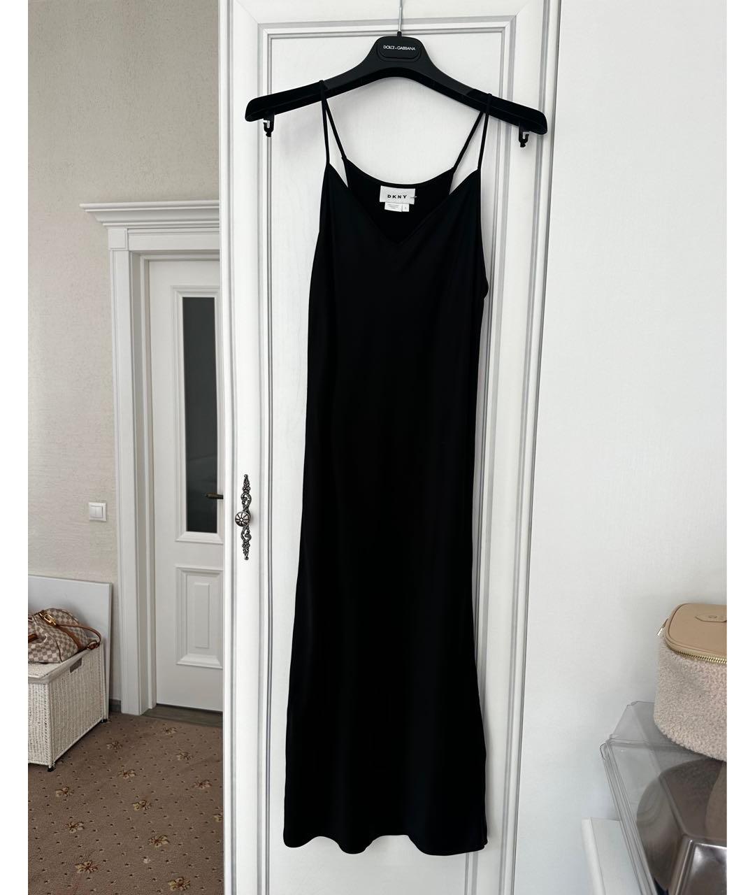 DKNY Черное вискозное повседневное платье, фото 9