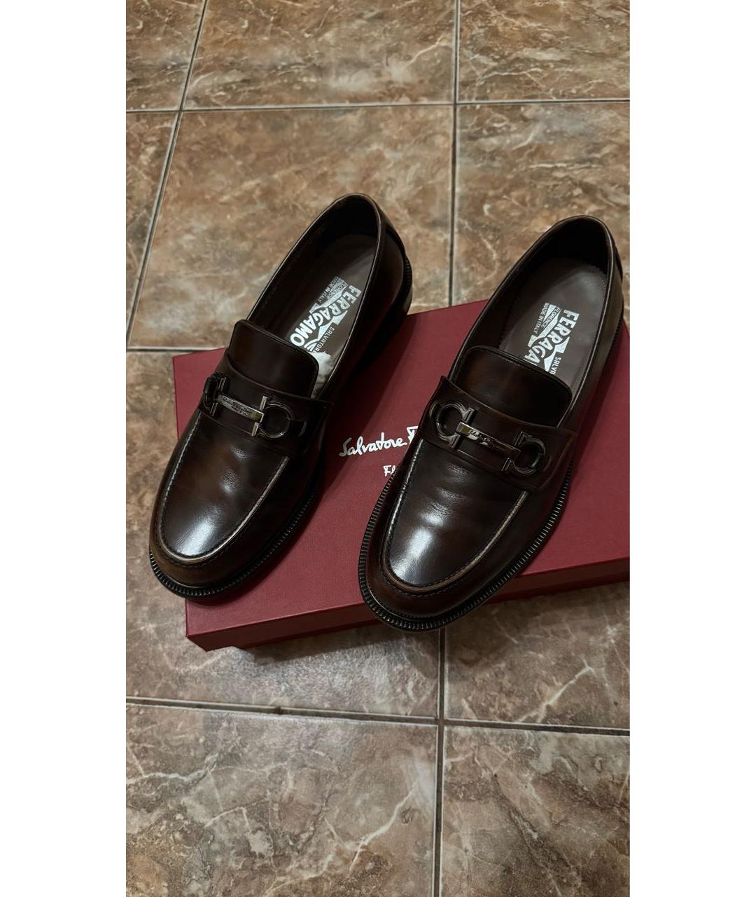FERRAGAMO Коричневые кожаные лоферы, фото 8