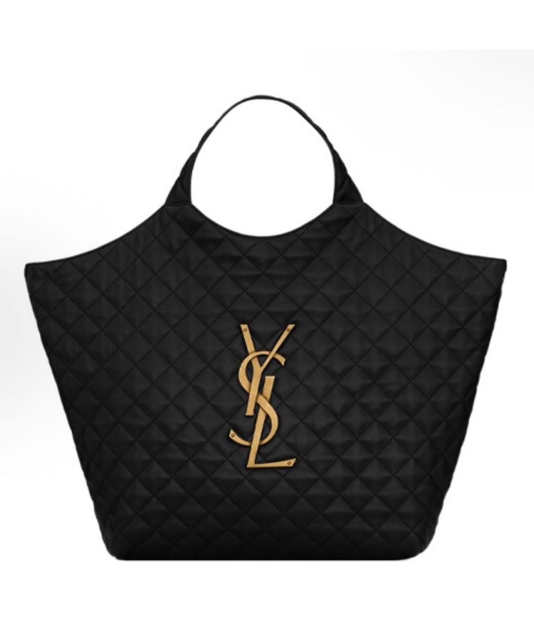 SAINT LAURENT Черная кожаная сумка тоут, фото 6