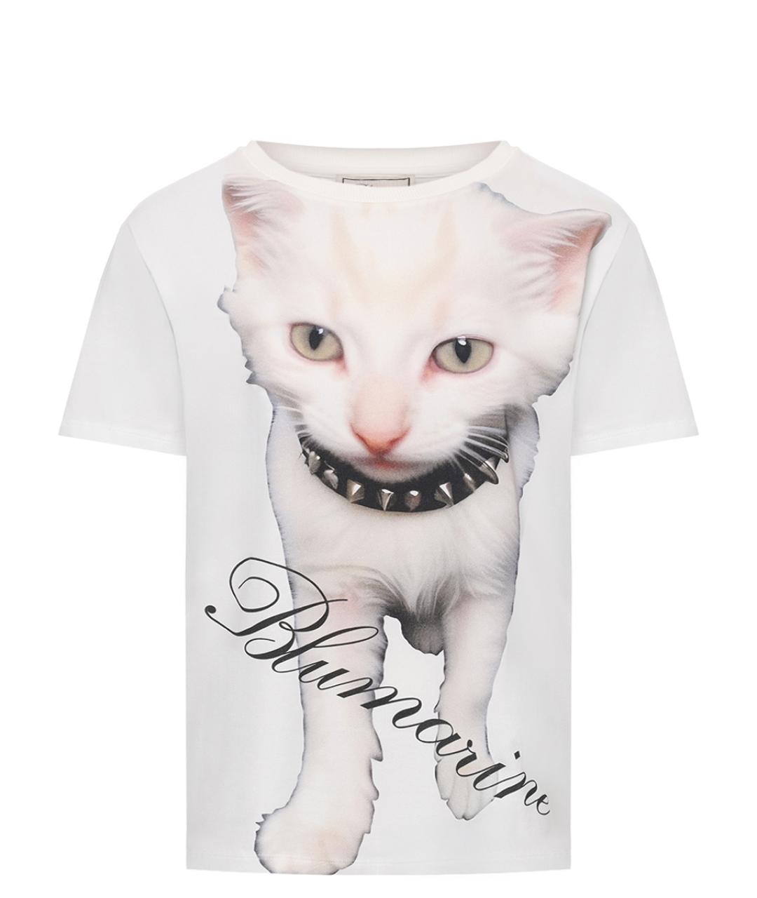 BLUMARINE Белая хлопковая футболка, фото 1