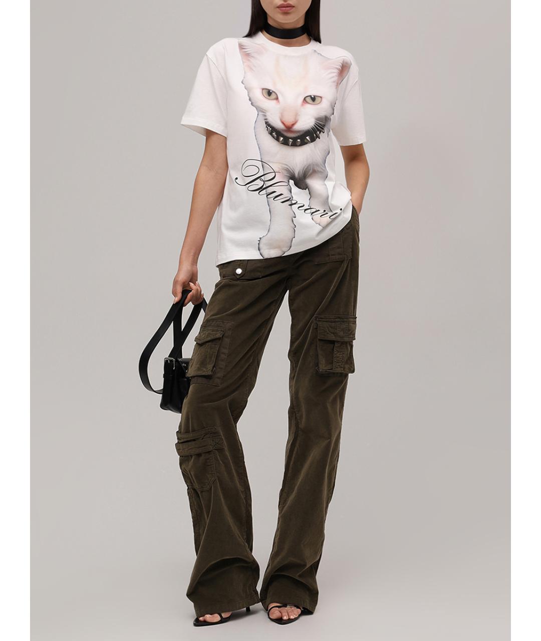 BLUMARINE Белая хлопковая футболка, фото 2