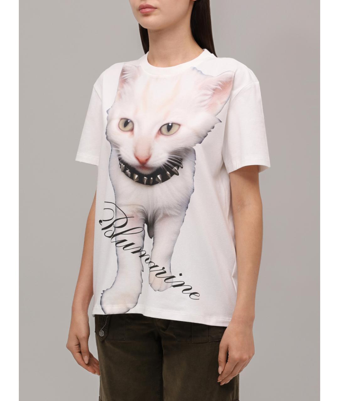 BLUMARINE Белая хлопковая футболка, фото 4