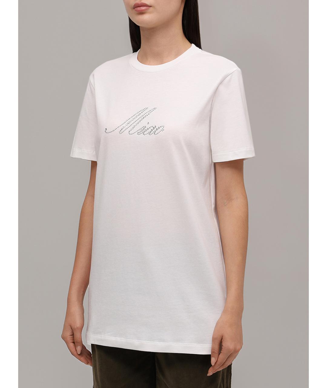 BLUMARINE Белая хлопковая футболка, фото 4
