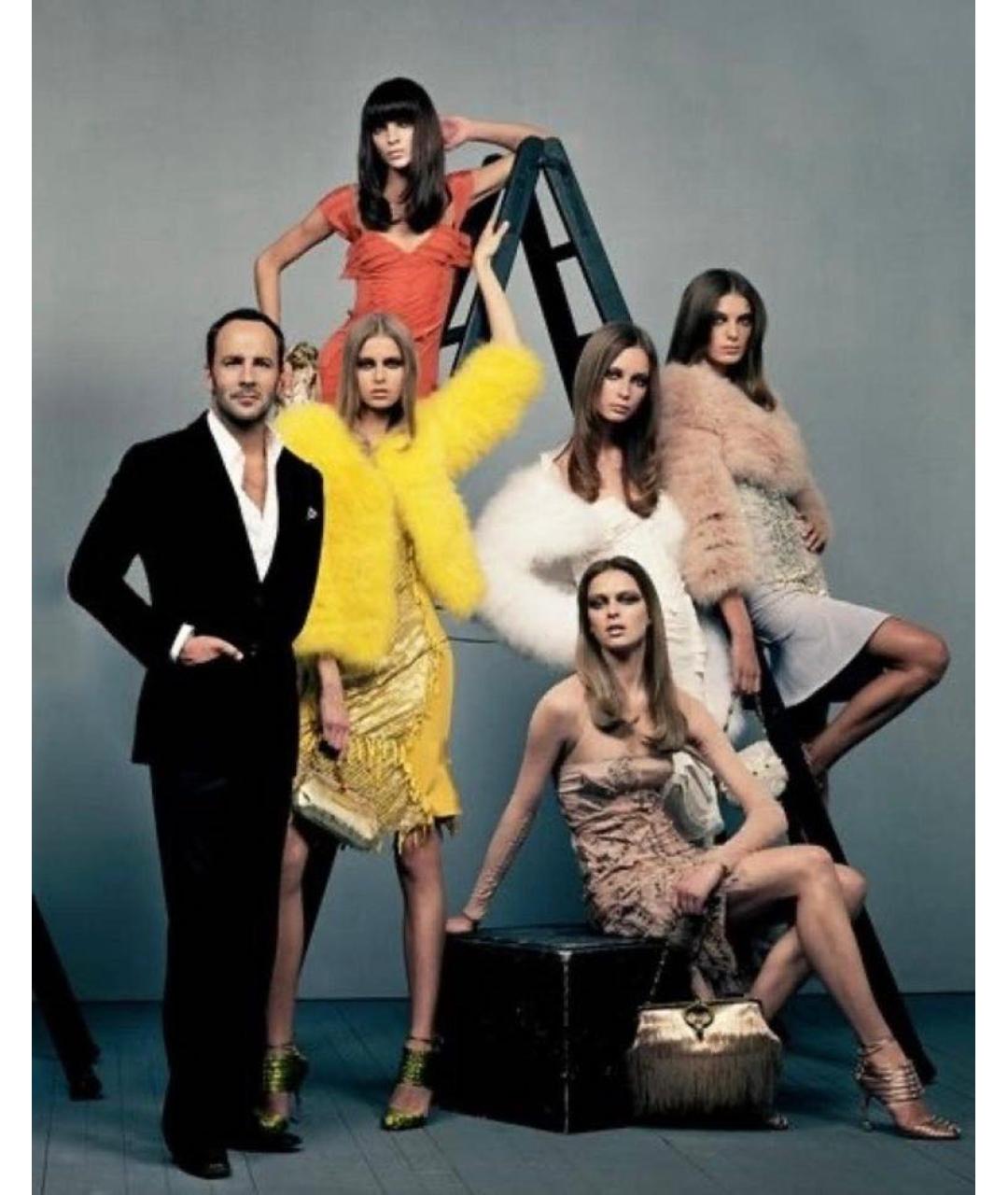 GUCCI Желтая меховая шуба, фото 6