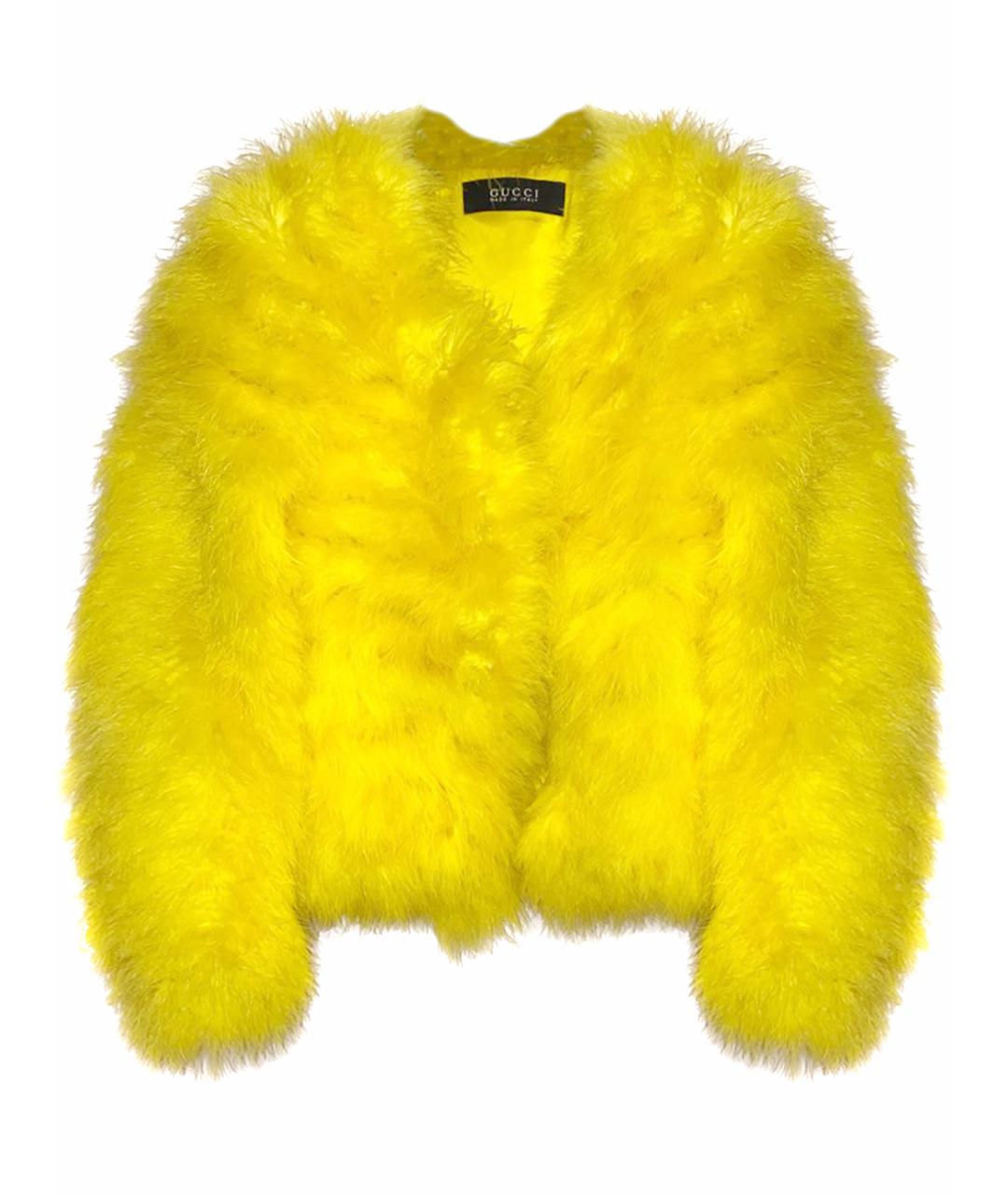 GUCCI Желтая меховая шуба, фото 1