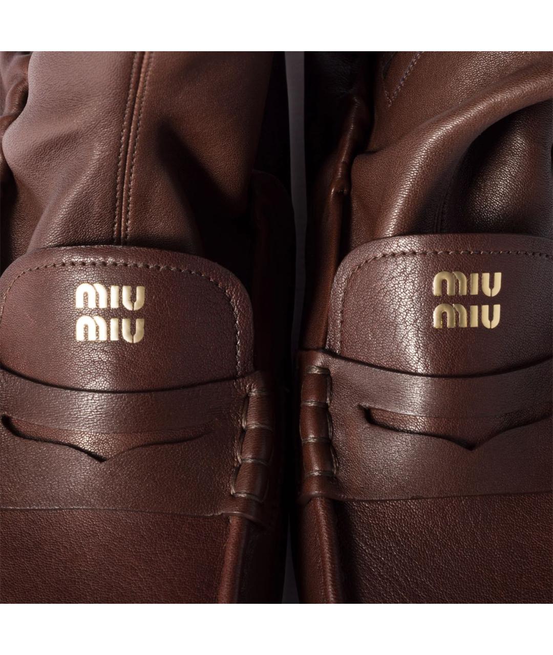MIU MIU Коричневые кожаные сапоги, фото 4