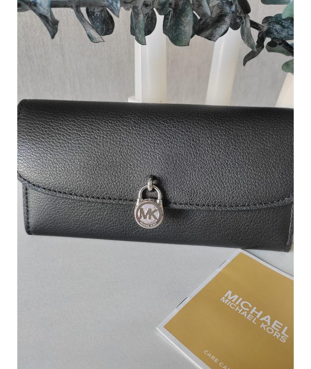 MICHAEL KORS Черный кожаный кошелек, фото 4