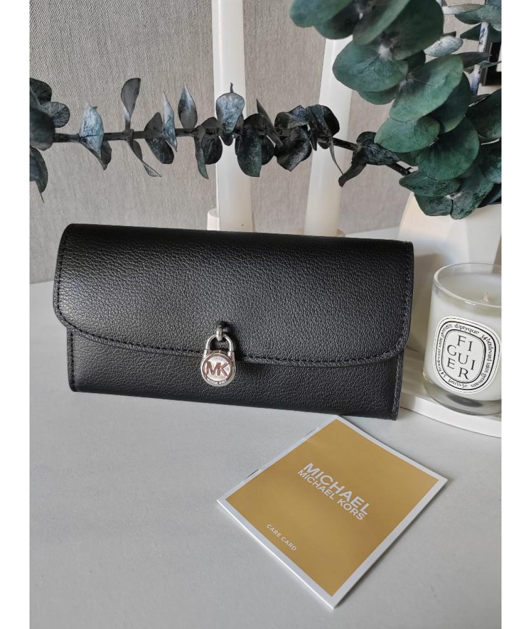 MICHAEL KORS Черный кожаный кошелек, фото 3
