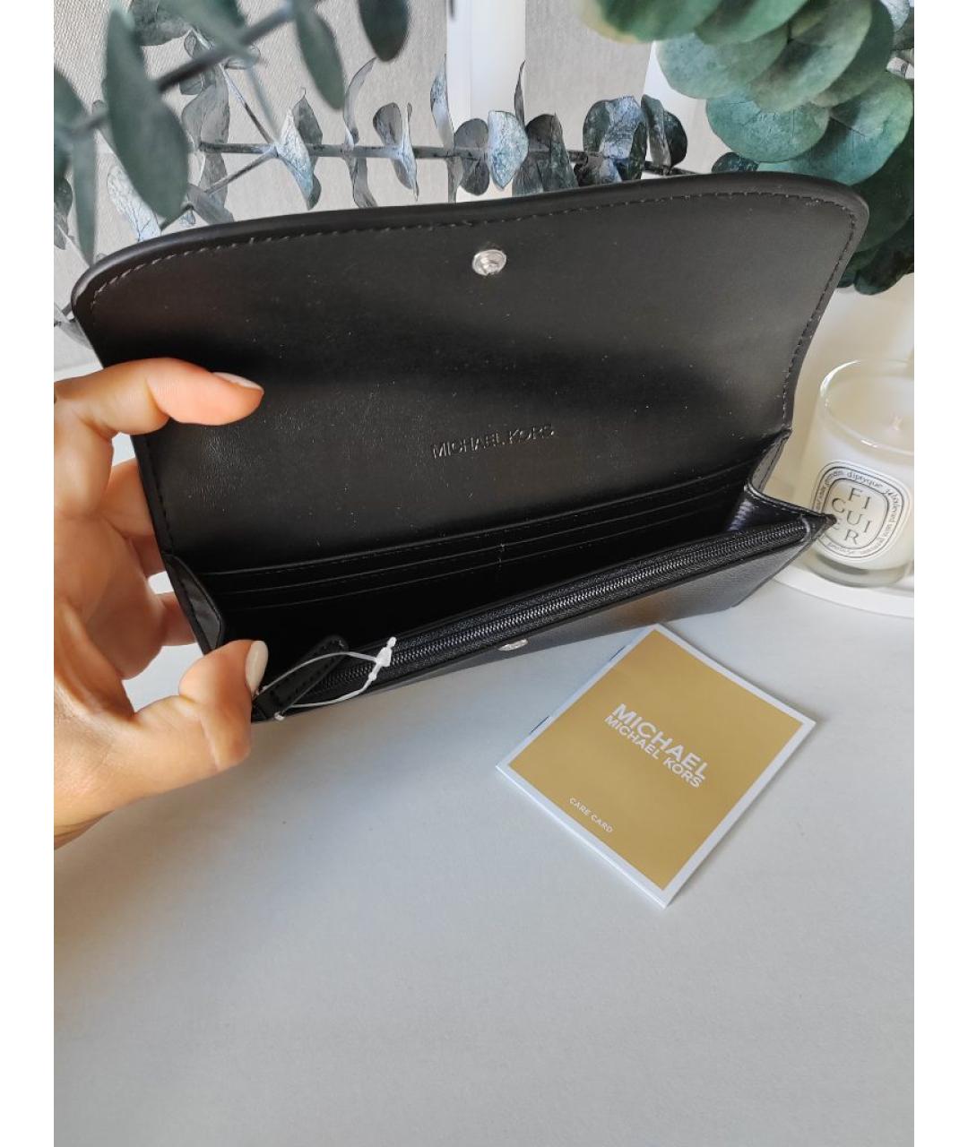 MICHAEL KORS Черный кожаный кошелек, фото 6