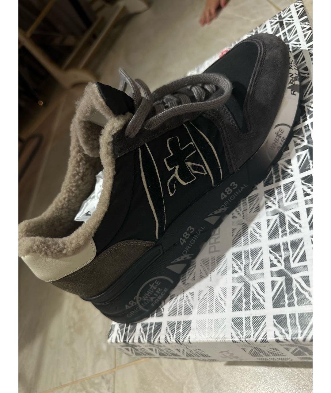 PREMIATA Антрацитовые кожаные кроссовки, фото 5