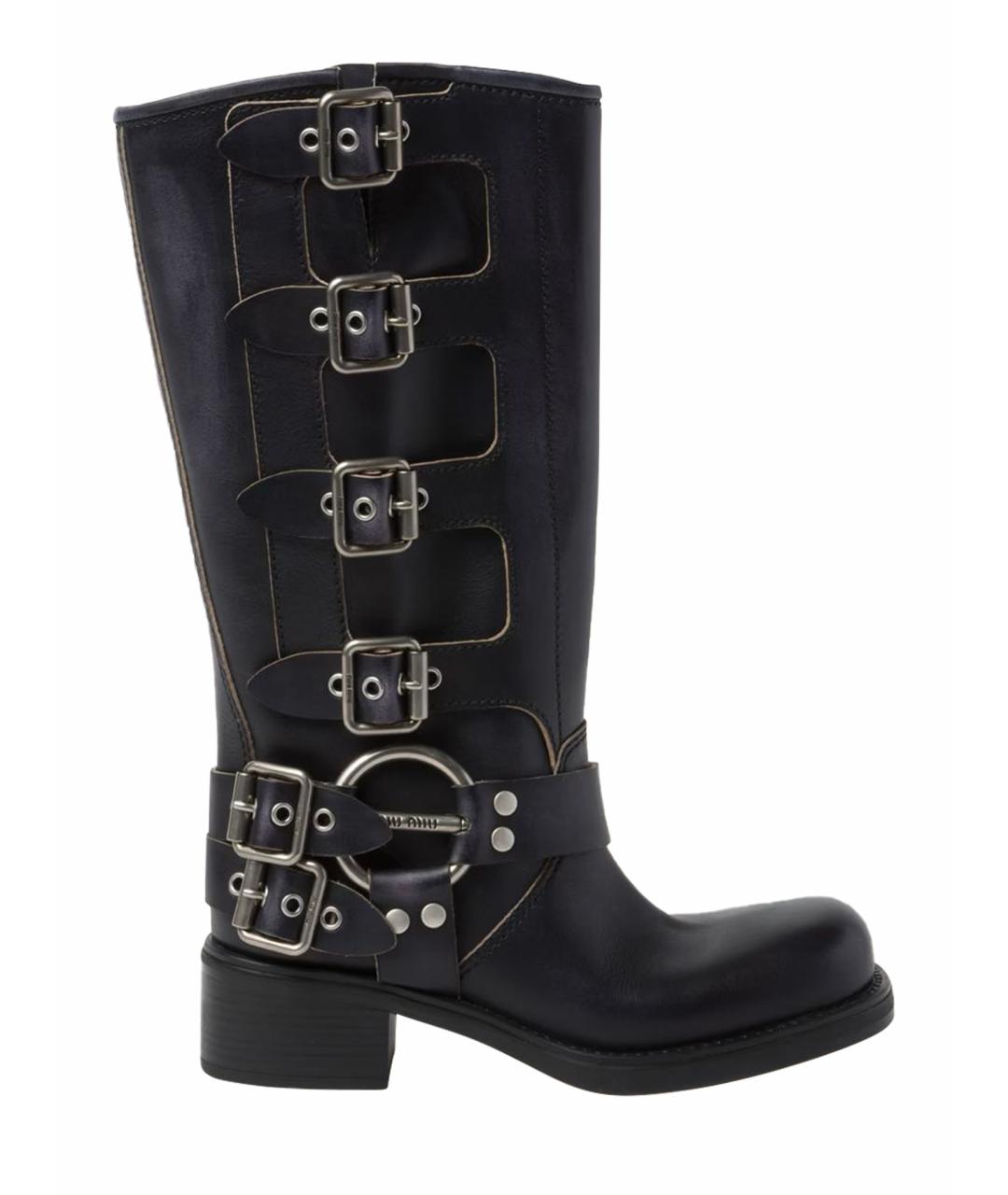 MIU MIU Черные кожаные сапоги, фото 1