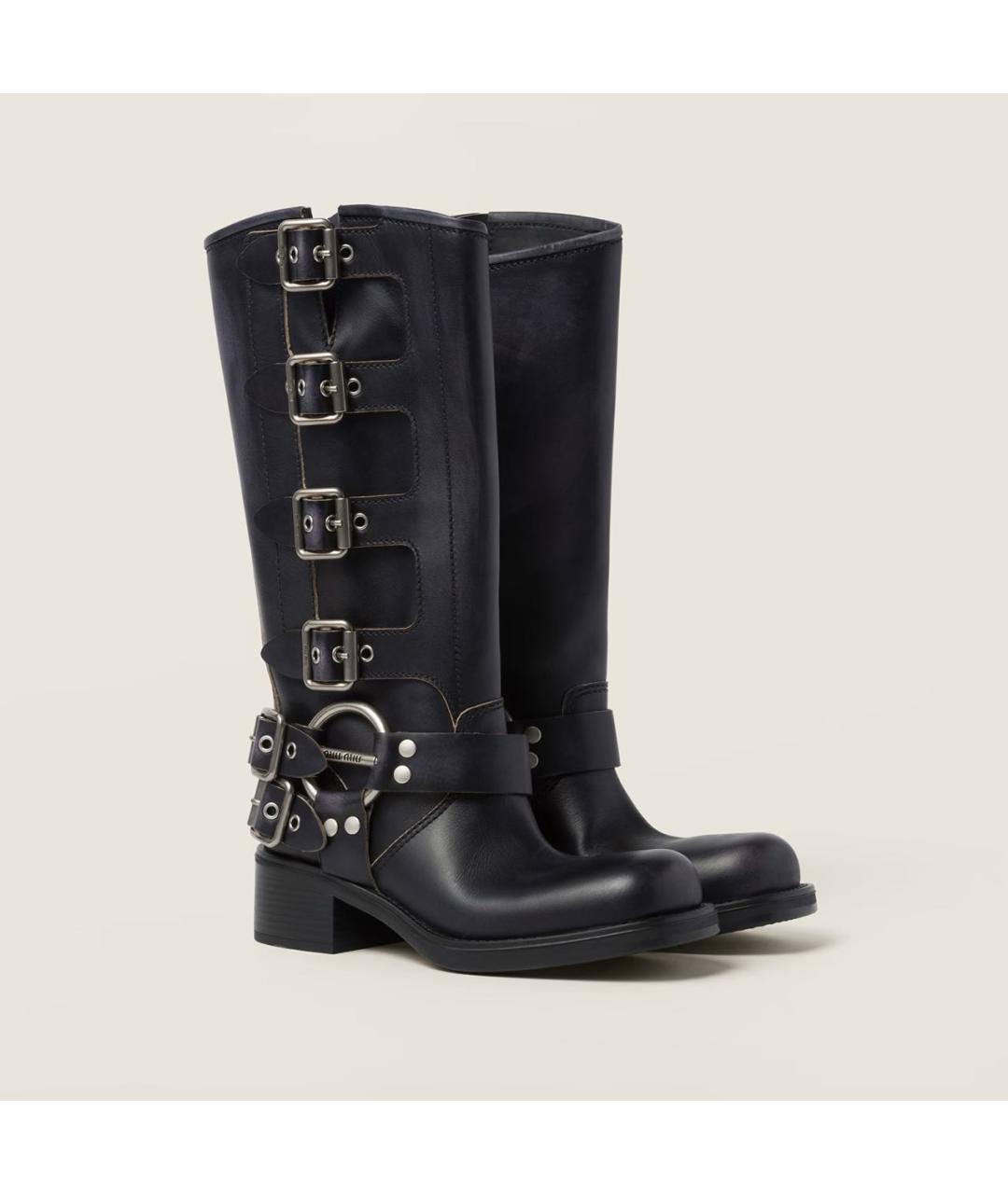 MIU MIU Черные кожаные сапоги, фото 2