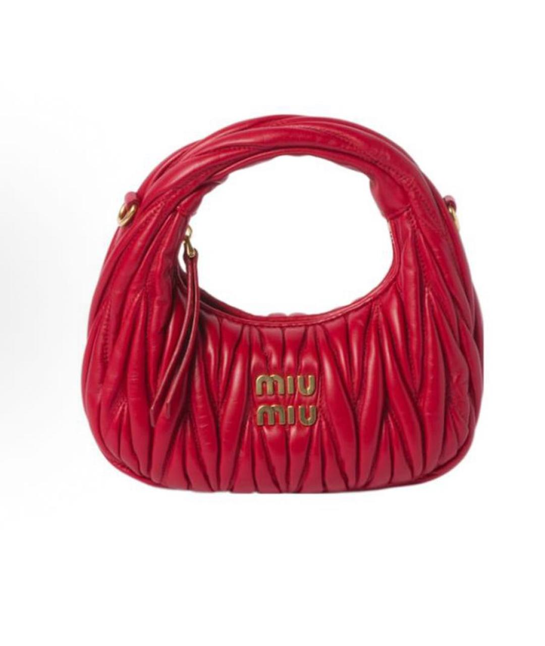 MIU MIU Красная кожаная сумка с короткими ручками, фото 4