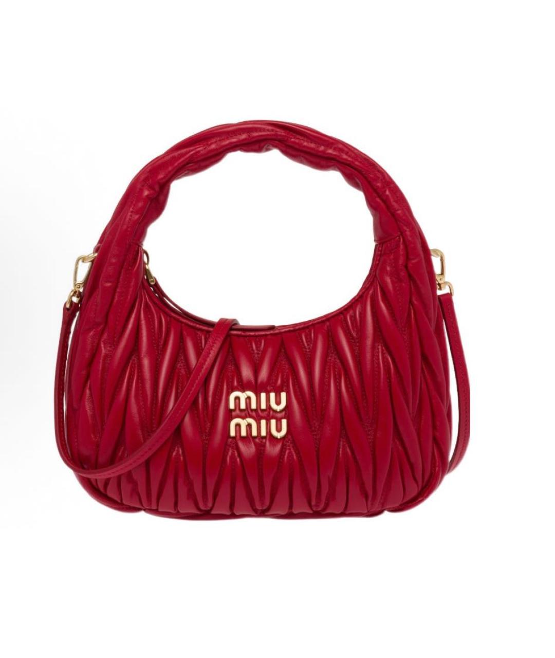 MIU MIU Красная кожаная сумка с короткими ручками, фото 5