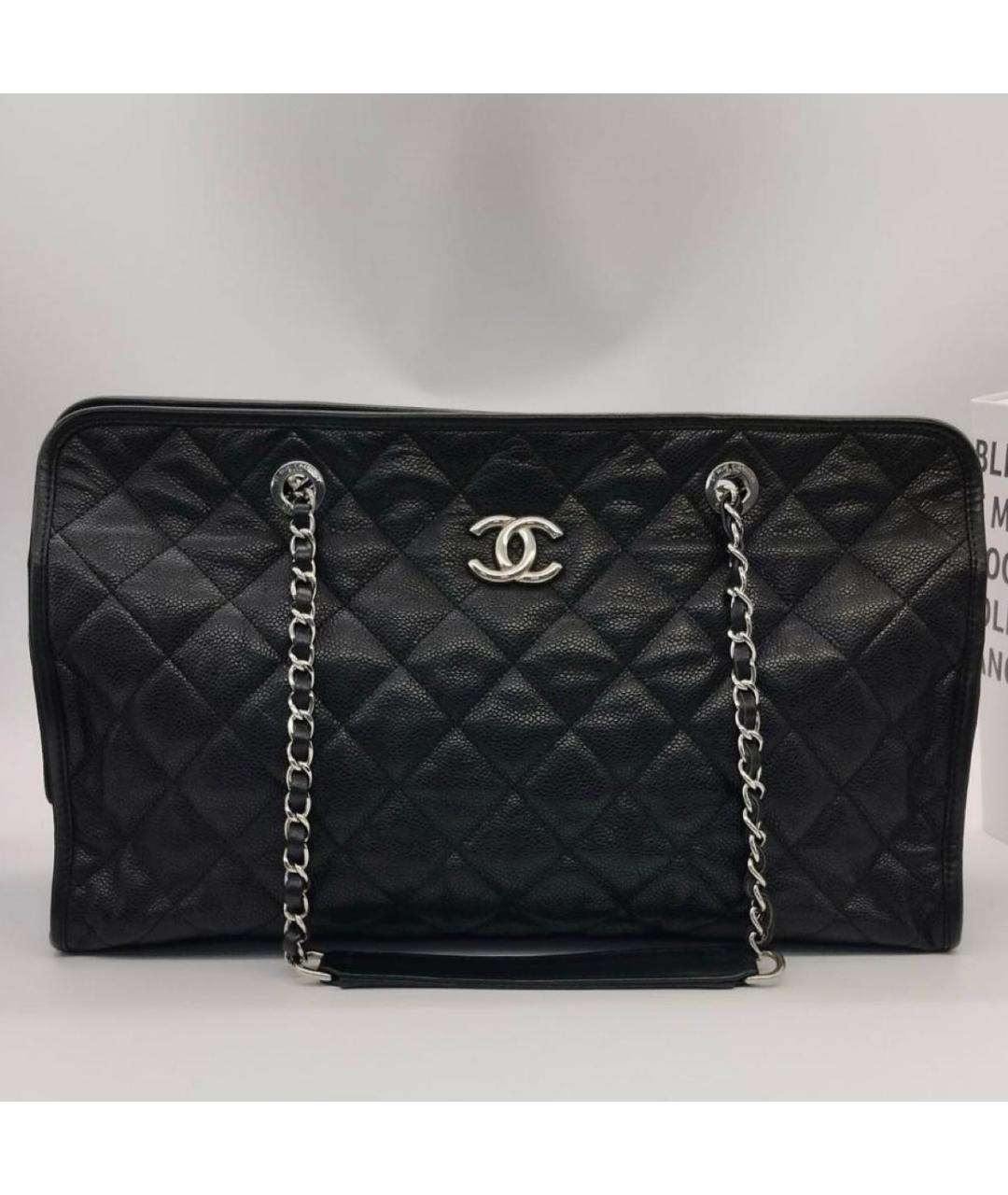 CHANEL Черная кожаная сумка тоут, фото 2