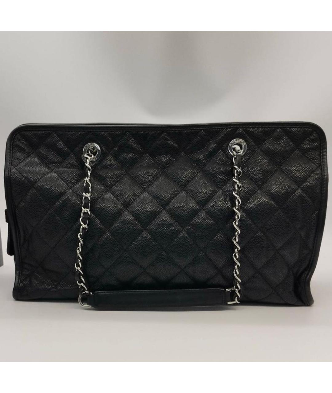 CHANEL Черная кожаная сумка тоут, фото 3