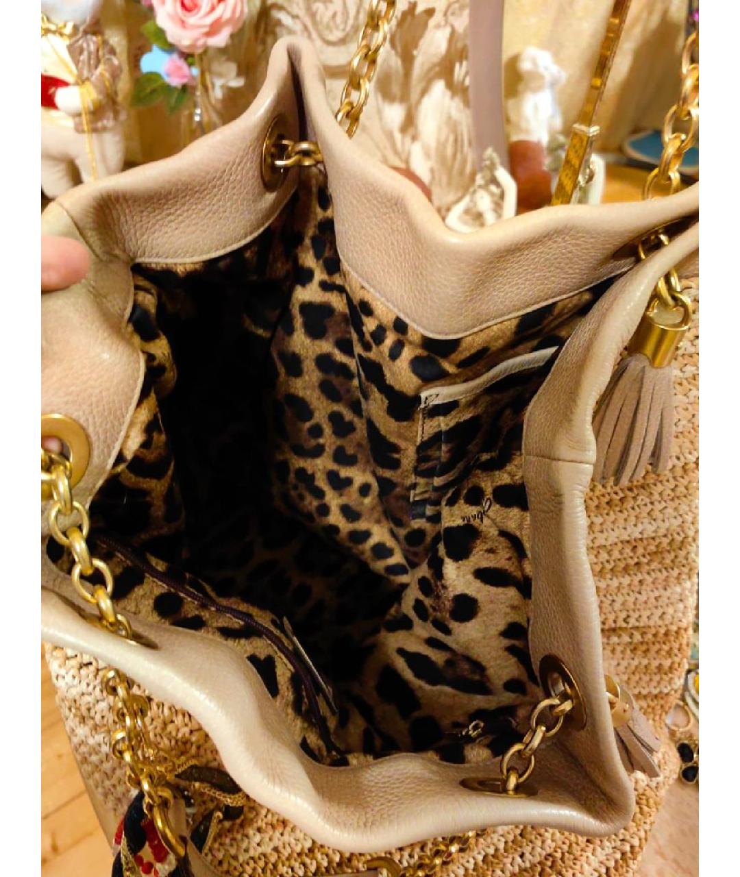 DOLCE&GABBANA Бежевая пелетеная сумка через плечо, фото 3