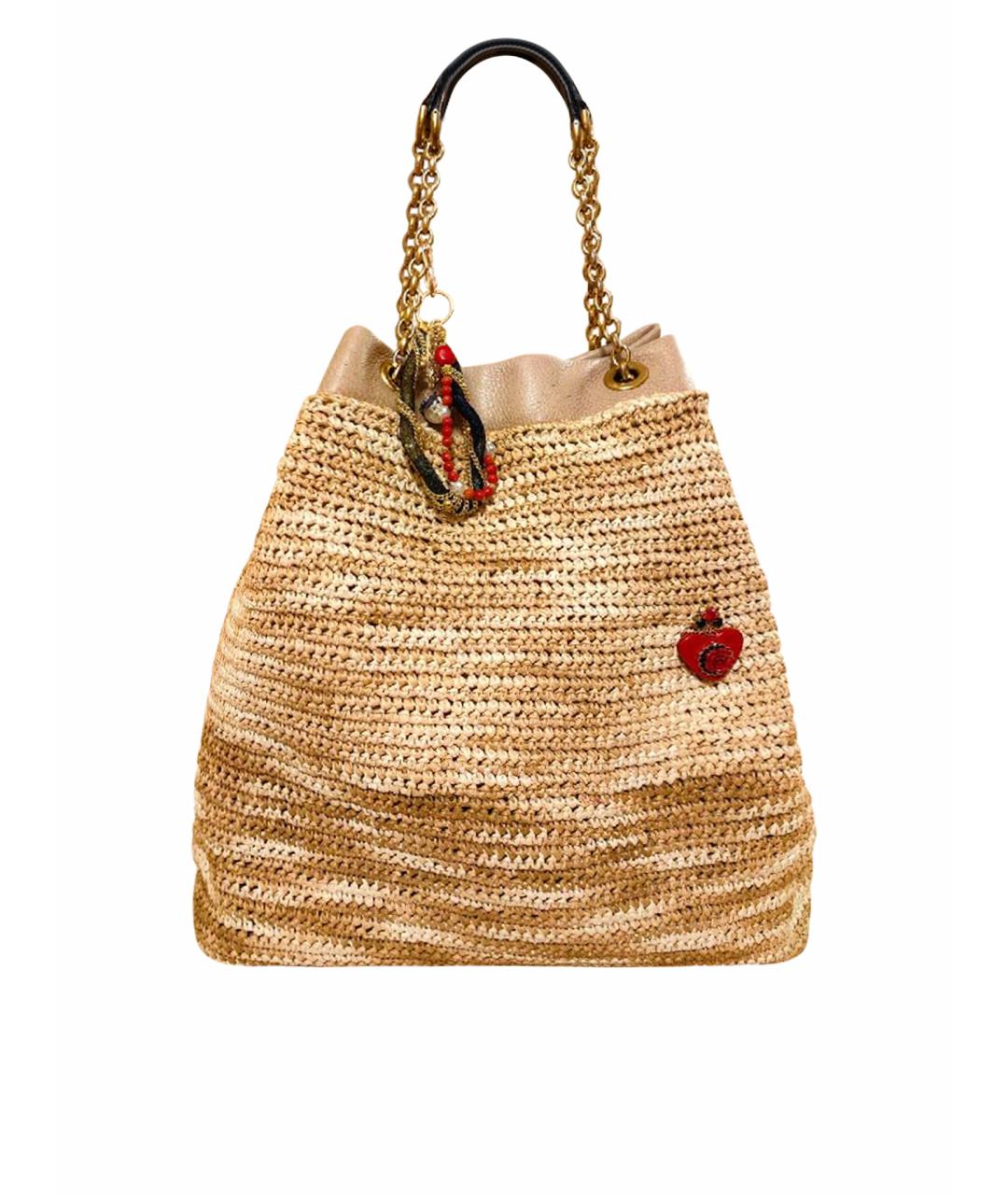 DOLCE&GABBANA Бежевая пелетеная сумка через плечо, фото 1