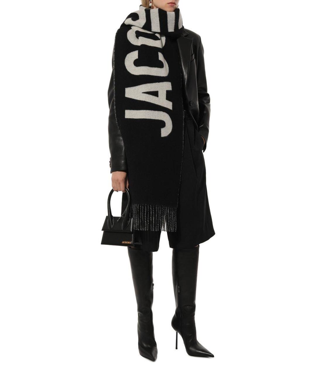JACQUEMUS Черный шерстяной шарф, фото 4