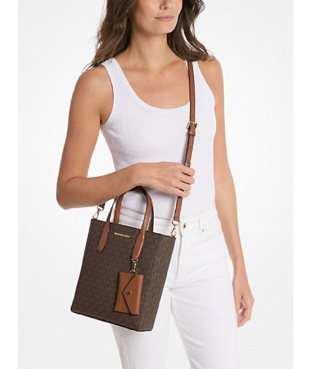 MICHAEL KORS Коричневая сумка с короткими ручками из искусственной кожи, фото 3
