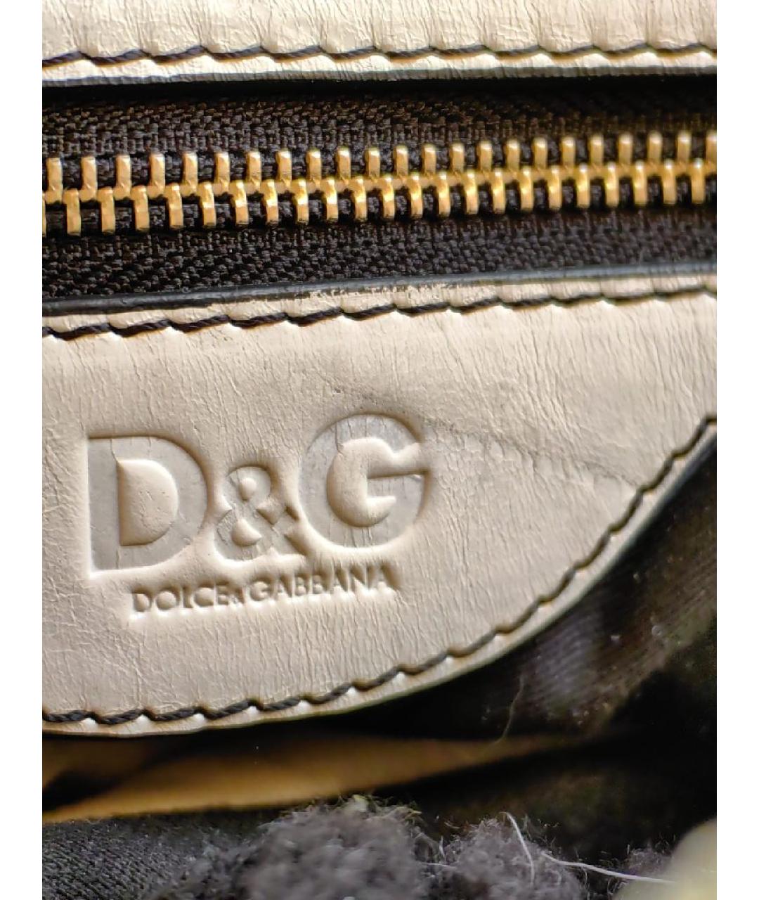 DOLCE&GABBANA Белая кожаная сумка тоут, фото 8
