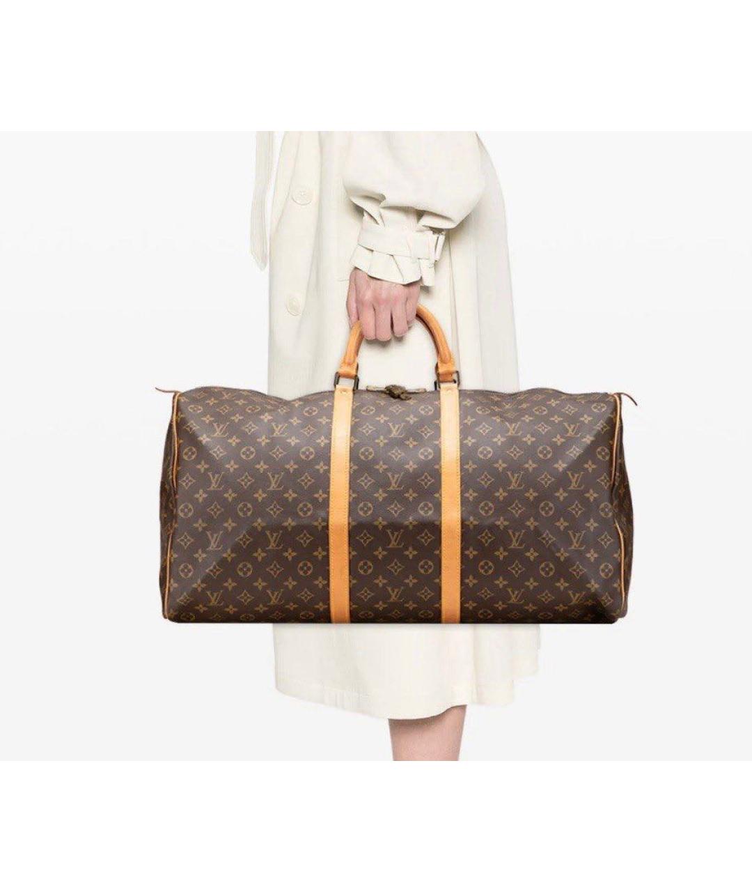LOUIS VUITTON Коричневая кожаная дорожная/спортивная сумка, фото 6