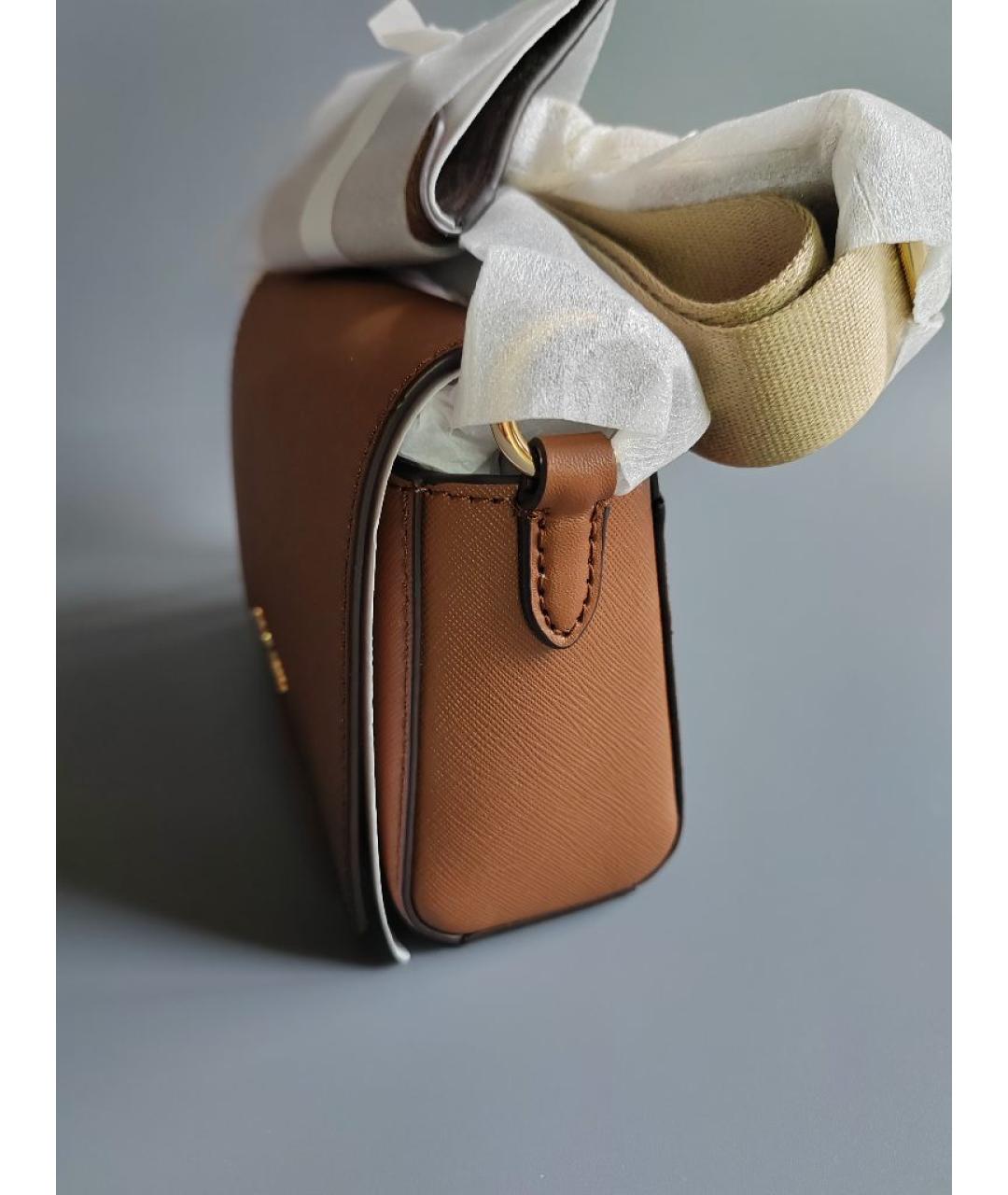 MICHAEL KORS Коричневая кожаная сумка через плечо, фото 6